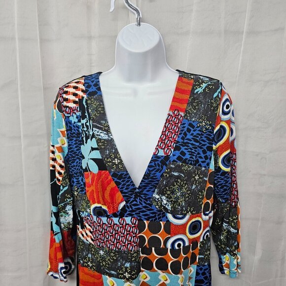 Papillon Black Blue Mini Dress Patchwork Retro Y2K Artsy Club XL - Picture 6 of 11